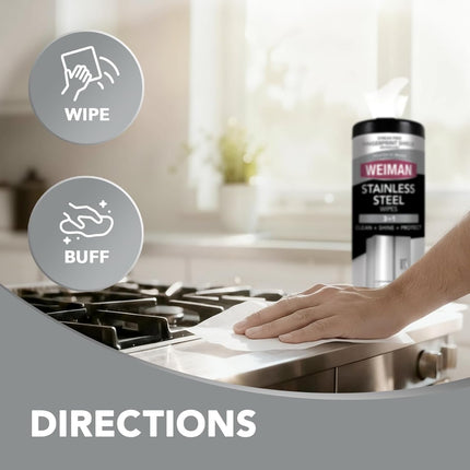 Stainless Steel Cleaner, 30 Count Wipes, Anti-Fingerprint, Removes Grease, Water Spots, Streaks & Residue, Polishing Cleaner Safe for Appliances, Chrome, Sinks & Grill Exteriors