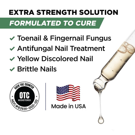 Toenail Fungus Treatment Extra Strength – Athletes Foot Treatment for Toenails, Restorative Nail Repair for Damaged Nails, Toenail Softener with Tea Tree Oil & Oregano Oil - Made in USA