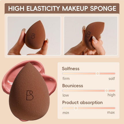 Makeup Brush Set 11Pcs Bamboo Synthetic Kabuki Brush Set Foundation Powder Blending Concealer Eye Shadows Blush Cosmetics Brushes with Organizer Bag & Makeup Sponge (Beige)