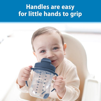 Milestones Baby'S First Straw Cup, Training Cup with Weighted Straw, 9 Oz/270 Ml, Bpa-Free, 6M+, Dark Blue, 1-Pack