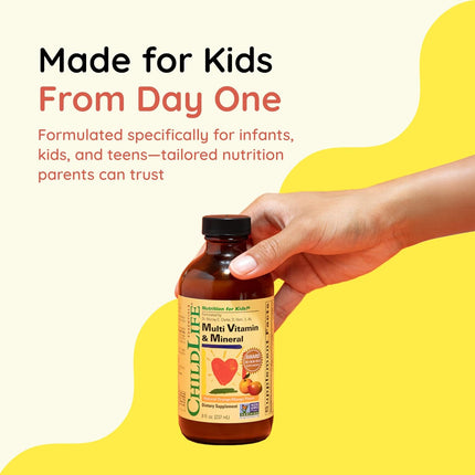 Kids Multivitamin & Mineral - Vitamins for Kids, Liquid Multivitamin Supplement for Toddler & Baby Wellness - Natural Orange & Mango Flavor, 8 Fl Oz (Pack of 1)