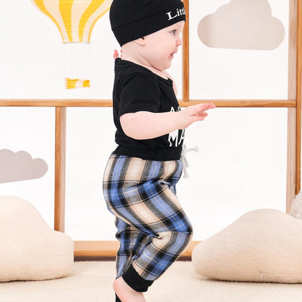 Newborn Infant Baby Boy Clothes Outfits New to the Crew Outfits Long Pants Toddler Baby Boy Clothes Set
