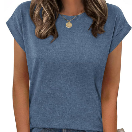 Womens Tops Summer Casual Cap Sleeve Tshirts Shirts Business Dressy Spring Fashion Outfits Trendy Clothes