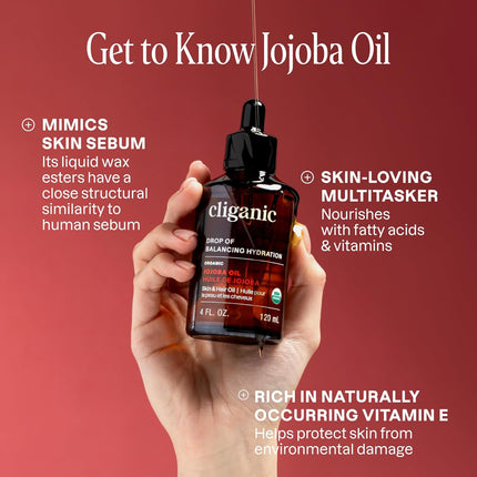 Organic Jojoba Oil, 100% Pure (4Oz) | Moisturizing for Face, Hair, Skin & Nails | Natural Cold Pressed Hexane Free | Base Carrier Oil