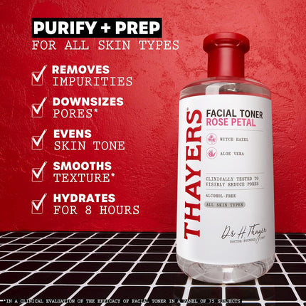 THAYERS Alcohol-Free Rose Petal Witch Hazel Facial Toner for Glowing Skin, Soothing, Hydrating, Refreshing Toner for All Skin Types, 12Oz (Packaging May Vary)