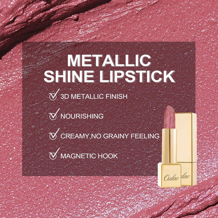 Matte Mauve Pink Lipstick with Glow Metallic Finish - Vegan Lipstick for Women, Creamy Texture, Hydrating Clean Beauty Formula, High-End Magnetic Hook Design, GM04 Mauve Babe