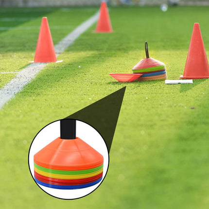 25/50/100Pcs Disc Cones, Agility Soccer Cones with Carry Bag and Holder, 5 Color | for Sports Training, Football, Soccer, Basketball, Coaching, Practice Equipment