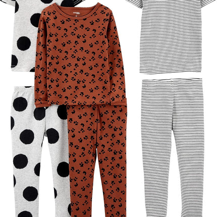 Girls 6-Piece Snug Fit Cotton Pajama Set