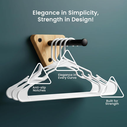 Plastic Hangers 50 Pack – Space Saving Clothes Hanger White | Durable & Strong | Closet Organizer & Storage | Ideal for Apartments, Dorms & Stocking Stuffers
