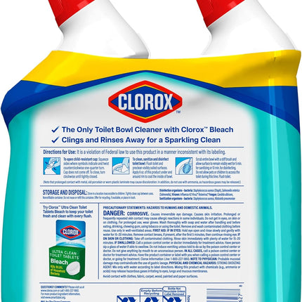Toilet Bowl Cleaner Clinging Bleach Gel, Kills 99.9% of Bacteria and Viruses, Ocean Mist, 24 Fl Oz, Pack of 2