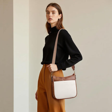 Crossbody Bags for Women Trendy Vegan Leather Hobo Purses Shoulder Handbags Wide Shoulder Strap