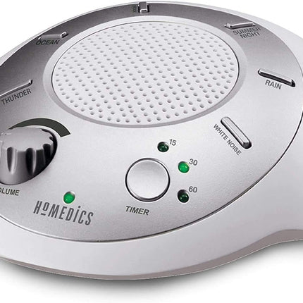 Soundsleep White Noise Sound Machine, Silver, Small Travel Size with 6 Relaxing Nature Sounds, Portable Therapy for Home, Office, Nursery, Auto-Off Timer