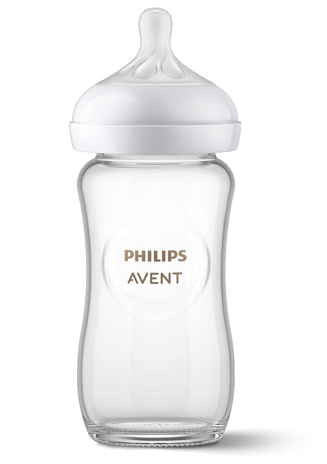 Natural Glass Baby Bottle with Natural Response Nipple (Medium Flow, Flow 3), 8Oz, SCY913/01
