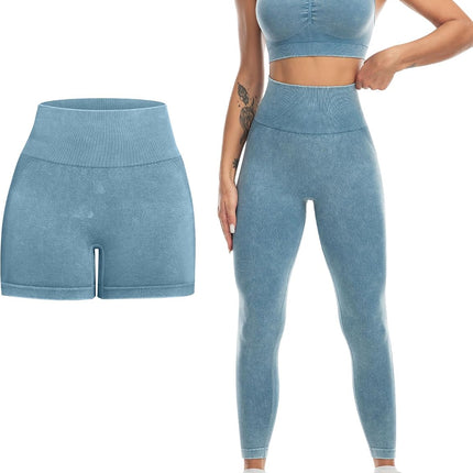 3 Piece Workout Sets for Women Butt Lifting Leggings with High Impact Sports Bra Gym Shorts