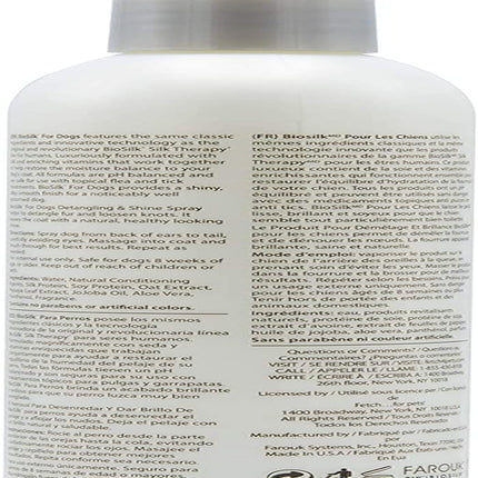 for Dogs Silk Therapy Detangling and Shine Protecting Spray, Ph Balanced Leave-In Mist with Silk and Vitamins for Dematting, Paraben-Free, All Coats and Breeds, 8 Fl Oz