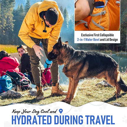 Dog Water Bottle, Portable Water Dispenser with Bowl, Leak Proof Pet Travel Squeeze Bottle, Puppy Essentials Dog Stuff Accessories for Outdoor Walking, Hiking, Camping