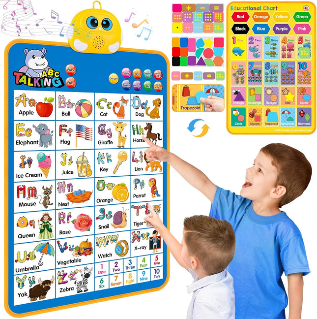 Electronic Alphabet Wall Chart, Talking ABC, 123S, Music Poster, Kids Learning Toys for Toddlers 1-3, Interactive Educational Toddler Toy, Birthday Gifts for Age 1 2 3 4 5 Year Old Boys Girls - Blue