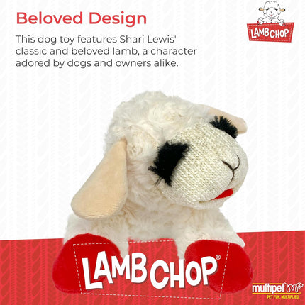 Lamb Chop Dog Plush Toy - Squeaky Toy for Small & Medium Dogs - Extra Soft Plush - Stuffed Animal for Cuddling & Playing (10", Cream, 5 Squeakers)