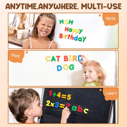 78 Pieces Magnetic Letters Numbers Alphabet Fridge Magnets ABC 123 Preschool Educational Learning Plastic Colorful Toy Set Uppercase Lowercase Math Symbols for Toddlers Kids 3+