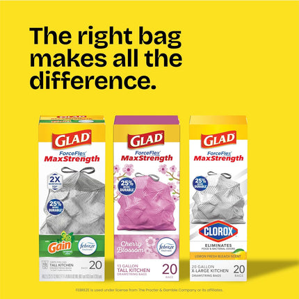 Small Trash Bags 4 Gallon, Febreze Cherry Blossom Garbage Bags, Odor Resistant with Drawstring, 34 Count