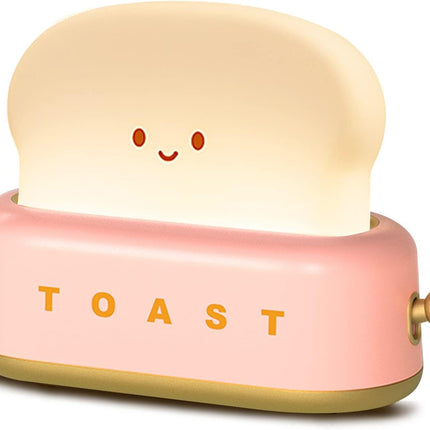 Cute Desk Decor Toaster Lamp, Kawaii LED Toast Bread Night Light Rechargeable and Portable Light with Timer, Christmas Gifts Ideas for Baby Kids Girls Teens Teenages