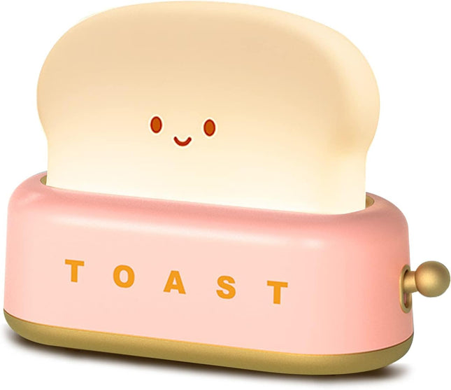 Cute Desk Decor Toaster Lamp, Kawaii LED Toast Bread Night Light Rechargeable and Portable Light with Timer, Christmas Gifts Ideas for Baby Kids Girls Teens Teenages