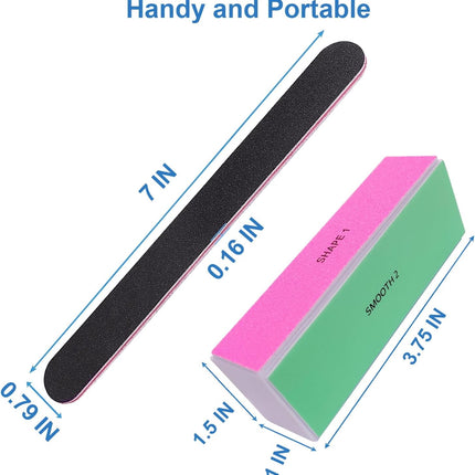 Nail File and Buffer Set, 4 Way Nail Buffers Shine Kit Professional Nail Files for Natural Nails Manicure Filer Filing Polishing Buff Nail Care Smoother Buffing Fingernail 100/120/240/600/3000 Grit