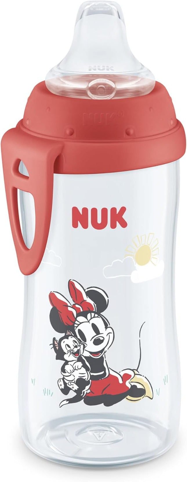 NUK First Choice Minnie Mouse Active Cup, 10 Oz. Soft Spout Sippy Cup with On-The-Go Carry Clip, Lightweight, Leak Proof, Spill Proof Cup, 1-Pack