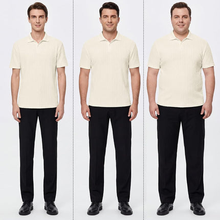 Mens Casual Polo Shirt Summer Short Sleeve Vacation Button Beach Knit Stretchy Golf Shirts