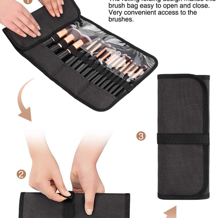 Makeup Brush Holder,Makeup Brush Organizer,Travel Makeup Brushes Bag Cosmetic Bags Pouch for Women Cosmetic Brushes Makeup Artist -Brushes Not Included