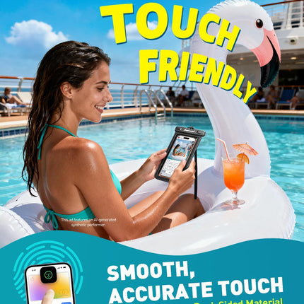Waterproof Phone Pouch, IPX8 Waterproof Phone Case for Iphone 17/16/15/14 Pro Max, Cell Phone Dry Bag for Beach & Cruise Essentials, Touch Screen, Lanyard Included, 2 Pack (Fits up to 8.9”)