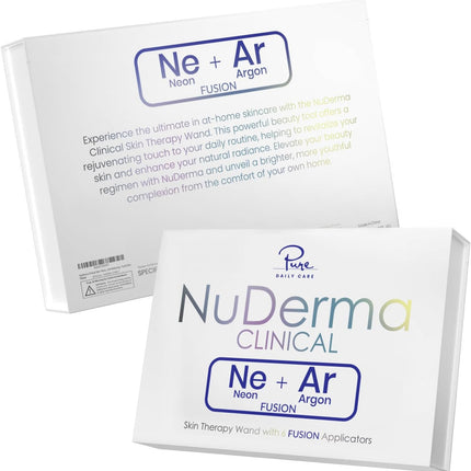 Nuderma Clinical Portable Skin Therapy Wand, Machine with 6 Fusion Neon + Argon Wands – anti Aging - Clarifying - Skin Tightening & Radiance - Wrinkle Reducing