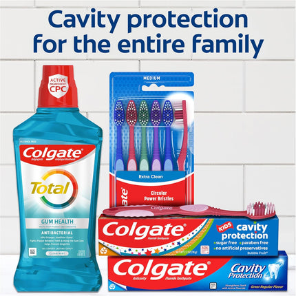 Cavity Protection Toothpaste with Fluoride, Minty Great Regular Flavor, anti Cavity Toothpaste, 6 Pack, 6 Oz Tubes