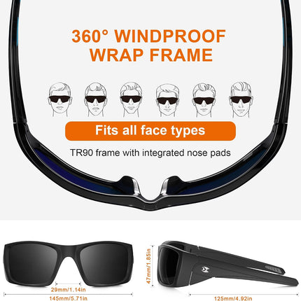 Sports Polarized Sunglasses for Men: Women UV400 Protection Wrap around Sun Glasses for Fishing Driving Cycling TR90