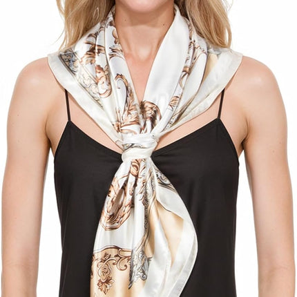 Head Scarf for Women like Silk Scarf Hair Scarf Printed Square Scarf Bandanas for Women 35 Inches