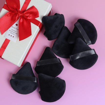Powder Puff, 12Pcs Face Triangle Powder Puffs for Loose & Foundation | Black Velvet Makeup Puff for Contouring & Baking, Ultra-Soft Cloud Kiss Makeup Tools for Setting, Reusable & Washable
