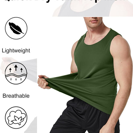 5 Pack Mens Running Sport Tank Tops Dry Fit Gym Wicking Athletic Mesh Breathable Cool Workout Sleeveless Shirts