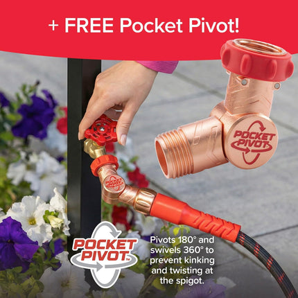 Ballistic 50 FT Expandable Garden Hose W/Pocket Pivot Swivel Connector, Anti-Burst Sleeve Reinforced with Bulletproof Fiber, Lightweight, No-Kink, Compact, Uv-Protected, as SEEN on TV