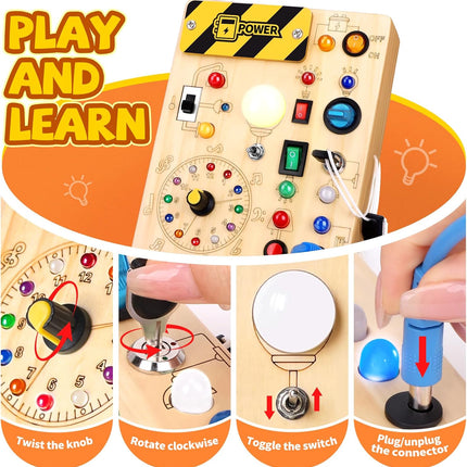 Busy Board for Toddlers - Montessori Educational Toy for 1-3 Year Old Boys & Girls | Travel-Friendly Sensory Learning Activity | Ideal for Kids with Autism(Clocks Busy Board)