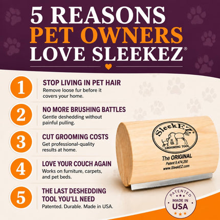 Dog Brush for Shedding | Patented Deshedding Dog Brush | Pet Hair Remover for Short, Medium & Long Coats | Made in USA | 5 Inch