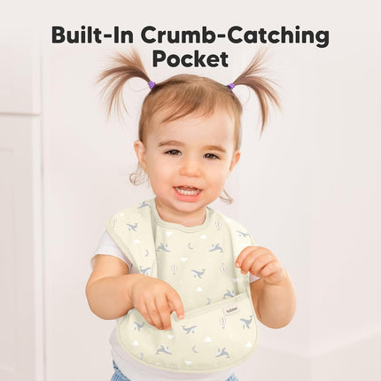 3-Pack Waterproof Baby Bibs for Eating, Lightweight (Marine Muse) | Toddler Feeding Bibs with Large Food Catcher, Mess Proof, Food-Grade, Baby Eating Essentials, Easy to Put on & Clean