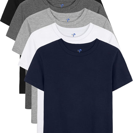 5 Pack Boys Shirts Short Sleeve Shirts for Boys Cotton T-Shirts Kids Toddler Tshirts Tees Clothes Summer Tops