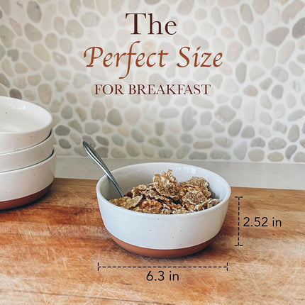 Ceramic Flat Bowls Set of 4-25 Oz- for Soup, Salad, Rice, Cereal, Breakfast, Dinner, Serving, Oatmeal, Etc - Microwave, Dishwasher and Oven Safe Porcelain Bowl for Eating and Kitchen - Vanilla