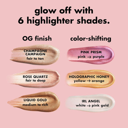 Halo Glow Highlight Beauty Wand, Liquid Highlighter Wand for Luminous, Glowing Skin, Buildable Formula, Vegan & Cruelty-Free,Champagne Campaign