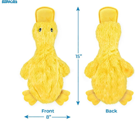 Interactive Squeaky Dog Chew Toy, Ideal Dog Toys for Chewers, Small, Medium & Large Dogs, and Fetch Lovers - Crinkle Duck (Yellow), Large