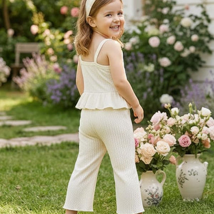 Toddler Baby Girl Summer Clothes Outfits Crocheted Ruffle Camisole Pants Kids Clothing Set