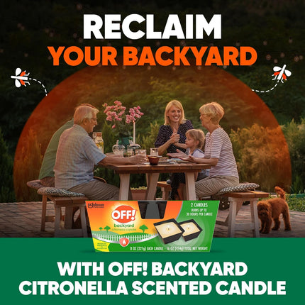 OFF! Backyard Citronella Scented Candle, Ambiance Enhancing Centerpiece, Burns for up to 25 Hours, 8 Oz (Pack of 2)