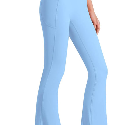 Girls Flare Leggings Kids Bell Bottom Flared Yoga Pants High Waisted Athletic Tight with Pockets