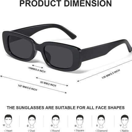 Rectangle Sunglasses for Women Men Trendy Y2K Retro 90S Sun Glasses UV Protection Cool Square Frame