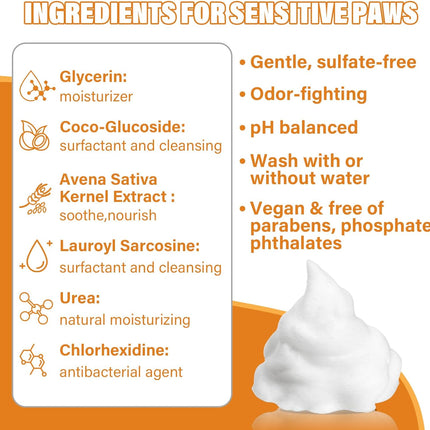 Paw Cleaner for Dogs and Cats,Magic Foam - Clean Paws No-Rinse Foaming Cleanser-Dry Shampoo, Foot Cleaner Brush - with Rose Extract, Odor Control Wash - Good for Puppy